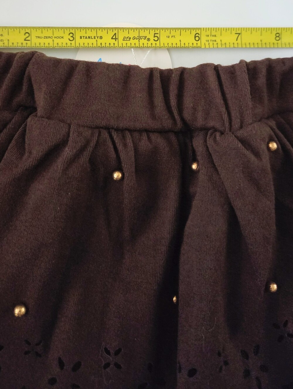 Girls Brown Tutu Lace Eyelet Skirt with Stud Accents